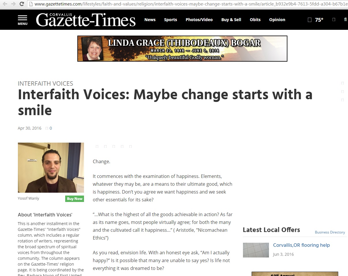 Article: ‘Maybe change starts with a smile’ by MEDIU’s Alumni in Gazette Times Article: ‘Maybe change starts with a smile’ by MEDIU’s Alumni in Gazette Times
