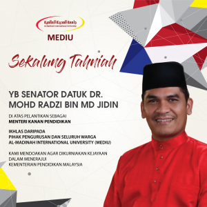 Dari Ketua Eksekutif MEDIU: Tahniah Pelantikan Menteri Kanan Pendidikan